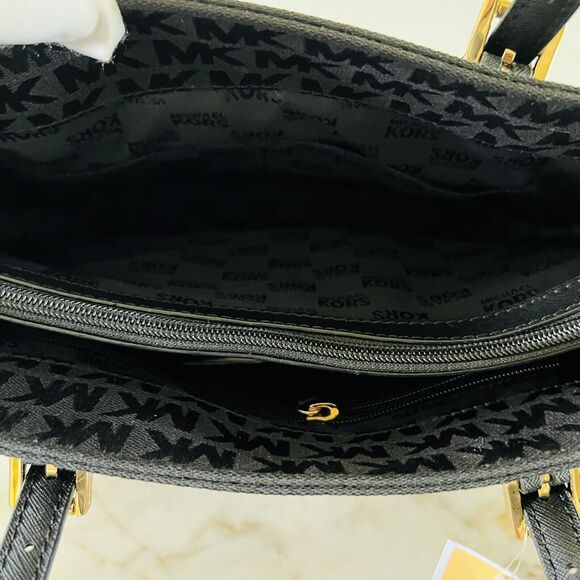 MICHAEL KORS Jet Set Item Solid Black Medium Pocket Multi Function Tote Bag - Picture 8 of 9